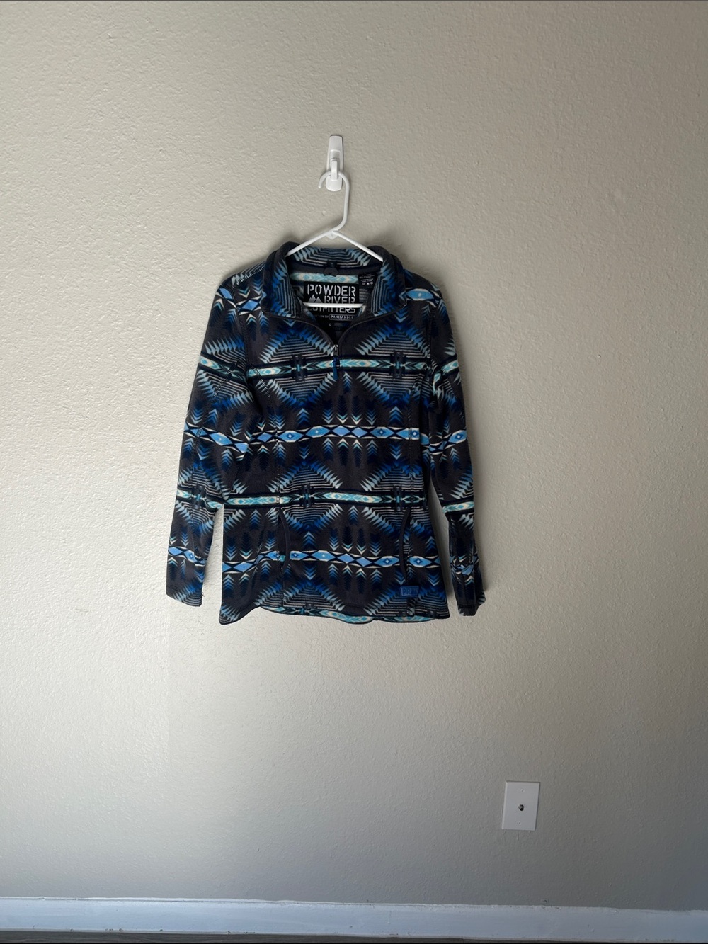 Powder River Outfitters Men's Blue Patterned Zip-Up Sweater
